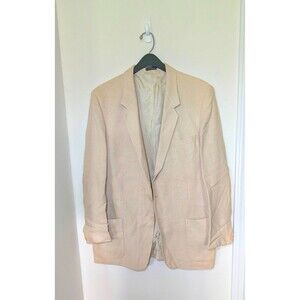 Jaguar Brand Cream Colored Men's Silk Sport Jacket, 2 Button, Patch Pockets 46R